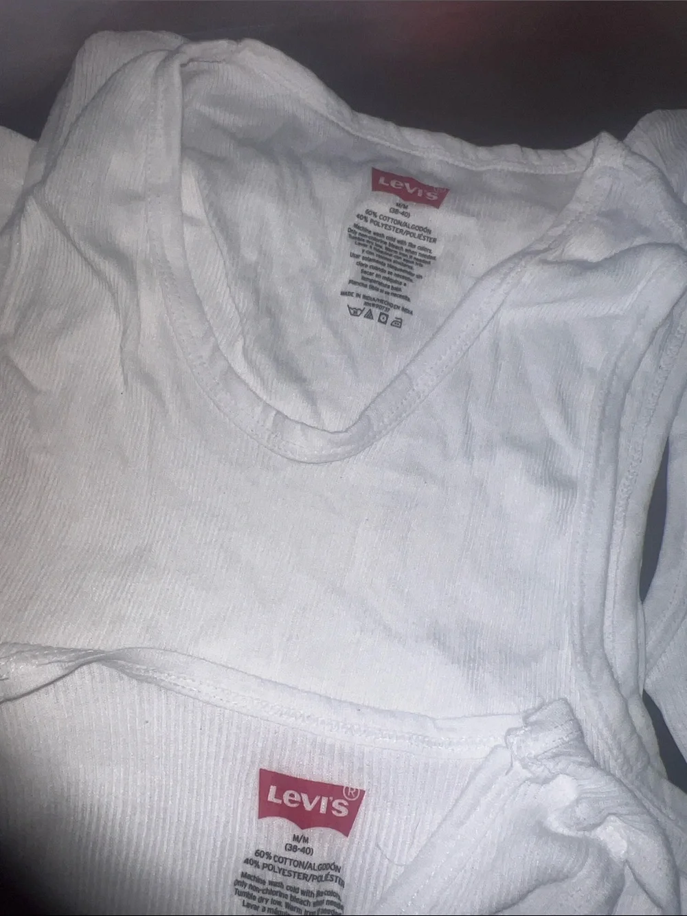Levi's Kids White Ribbed Tank Tops - Pack of 5